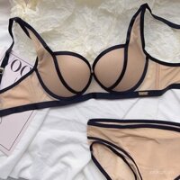 Bộ áo ngực + quần lót không đường may màu sắc tương phản với đệm chống lún sexy cho phụ nữ N3J0