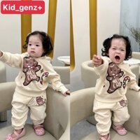 Bộ áo nỉ có mũ new era bánh quy cho bé + quần joger , set hoodie quần nỉ dài thu đông bé trai , gái , Kid_genz