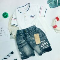 BỘ ÁO POLO BOMBER TRẮNG QUẦN JEAN TÚI HỘP 9-30KG