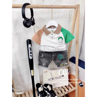 BỘ ÁO POLO PHỐI MÀU QUẦN JEAN S16