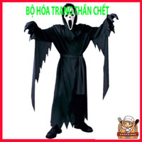 Bộ áo quần Thần Chết, Sát nhân giấu mặt kèm mặt nạ hòa mình Halloween cho người trưởng thành cao 1,65m-1,8m scream xương