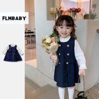 Bộ áo sơ mi dài tay phong cách đại học Hàn Quốc cho bé gái 2-5 tuổi