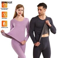 Bộ áo sơ mi & quần legging dài tay ấm áp ZONGGJZ, Bộ đồ lót giữ nhiệt nữ trượt tuyết mùa đông thời tiết lạnh, lớp đế mềm lót lông cừu trên và dưới cho nữ