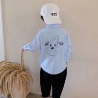 BỘ ÁO SƠ MI XANH CÚN QUẦN ĐEN CHO BÉ M9685