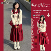 Bộ Áo Sweater Cổ Búp Bê + Chân Váy Xinh Xắn Dành Cho Nữ