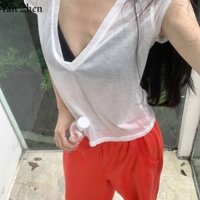 Bộ áo thun cổ chữ V thời trang và quần dáng rộng cho mùa xuân