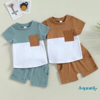 Bộ Áo Thun Cộc Tay Màu Sắc + Quần Short Dây Rút Cho Bé Trai