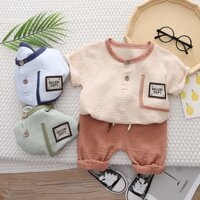 Bộ Áo Thun Cotton + Quần Sooc Linen Thời Trang Mùa Hè Cho Bé 0-5 Tuổi