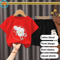 Bộ áo thun Cotton và quần short thời trang cho bé gái mùa hè dễ thương IQ Angel