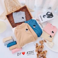 Bộ Áo Thun Gân Dài Tay Cổ 3 Phân, Chất Mềm Mịn Cho Bé Trai, Bé Gái Hoạ Tiết Mickey Ở Ngực - 5 màu