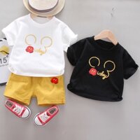 Bộ Áo Thun In Hình Chuột Mickey Và Quần Short Thời Trang Dành Cho Bé Trai Bé Gái