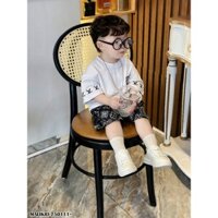 Bộ áo thun quần họa tiết eo vi vòng quanh tay cho bé trai , set áo phông quần cộc trẻ em unisex , Kid_genz