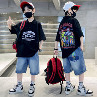 Bộ áo thun quần jean cho bé trai lớn phong cách cực ngầu rẻ bất ngờ size trung-đại trên 8 tuổi