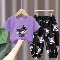 Bộ áo thun & quần Kuromi 100% Cotton - Trang phục thoải mái cho trẻ em
