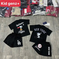 bộ áo thun quần short snoopy cho bé trai , set áo phông quần cộc trẻ em unisex , kid genz
