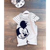 Bộ áo thun quần yếm bé trai họa tiết mickey