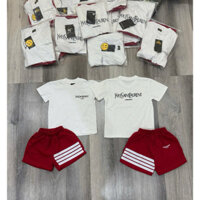 bộ áo thun sanlaurentt + quần short thom cho bé trai , set áo cộc quần cộc trẻ em unisex , kid genz