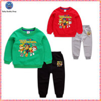 Bộ áo và quần dài tay trẻ em PAW PATROL Trang phục 100% Cotton cho bé trai FF013