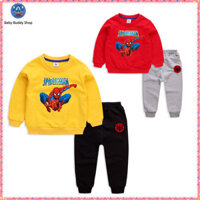 Bộ Áo Và Quần Trẻ Em Người Nhện Dài Tay 100% Cotton Trang Phục Cho Bé Trai FF037