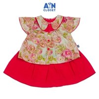 Bộ Áo Váy ngắn bé gái họa tiết Hoa 3D Hồng cotton - AICDBGFSPP0N - AIN Closet