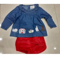 Bộ áo váy và quần đùi bông đỏ