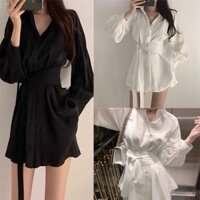 Bộ Áo Vest Dây Eo Kèm Quần , Set Áo Dài Nữ Quần Đùi Chất Đũi 2 Màu X002