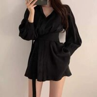 💃Bộ Áo Vest Dây Eo Kèm Quần Nữ Douyin X002 Trắng Đen