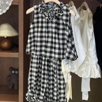 Bộ Áo vest kẻ sọc Bộ quần hai mảnh áo hoa chín điểm sành điệu