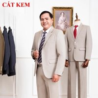 Bộ áo vest nam trung niên, Vest nam trung niên cao cấp màu Cát kem Không nhăn không nhàu