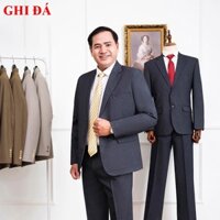 Bộ áo vest nam trung niên, Vest nam trung niên cao cấp màu Ghi Đá Không nhăn không nhàu