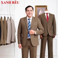 Bộ áo vest nam trung niên, Vest nam trung niên cao cấp màu Xanh Rêu Không nhăn không nhàu
