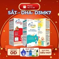Bộ ba Avisure D3MK7, DHA, Safoli Drop bổ sung D3, DHA, Sắt tinh khiết, tự nhiên cho bé