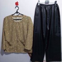 Bộ Bà Bà Của Bà _ Gồm  Áo Và Quần _ Áo  Gấm Phối Quần Đen Phi Bóng  .