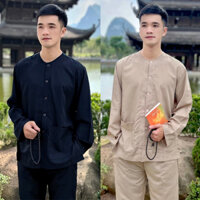 Bộ Bà Ba Nam Đi Chùa , Đồ Lam Áo Bà Ba Nam Cao Cấp Lịch Sự Chất Vải Dày Dặn Mềm Mịn Mặc Rất Mát Và Thoải Mái