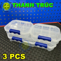 Bộ ba hộp nhựa trong suốt WADFOW WTB8343 đựng linh kiện, ôc vít