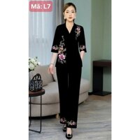 Bộ Bà Lai Áo Và Quần In Hoa, Nút Bọc Cao Cấp, Thiết Kế Trung Niên Tặng Mẹ, Tặng Bà, Vải Lụa Mềm Mịn Mát, Đủ Size