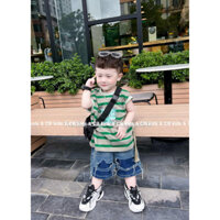 BỘ BA LỖ ÁO SỌC QUẦN JEAN BÉ TRAI 8-28KG(SOCXANH)