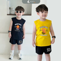 Bộ ba lỗ bé trai bóng rổ size từ 15-40kg - Quần áo bé trai Loza Kids BL346