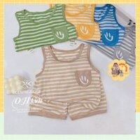 Bộ Ba Lỗ Cho Bé Từ 6-16 Kg Chất Vải Thun Lạnh Họa Tiết Kẻ Sọc EM BÉ CHUN - EBC39