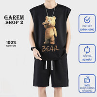 Bộ Ba Lỗ Hè Gấu BEAR Sành Điệu Fom Áo Bóng Rổ Tank Top Thoải Mái, Chất Liệu Cotton Khô Mềm Mịn Thấm Hút Mồ Hôi Cực Tốt