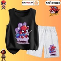 Bộ ba lỗ hình Siêu Nhân Người Nhện cho bé trai BABYMALL đồ bộ mùa hè cho bé chất cotton mát co dãn