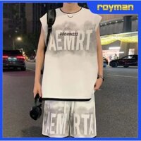 Bộ Ba Lỗ Loang Nam AEM Cộc Tay Mùa Hè Chất Tổ Ong, Bộ Quần Áo Nam Sát Nách Co Dãn Tốt BO25 - ROYMAN
