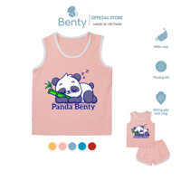 Bộ ba lỗ phong cách Hàn in Panda BENTY BT072 cotton mềm mịn mát, đồ ba lỗ thấm mồ hôi tốt