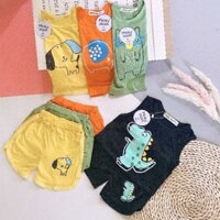 Bộ Ba Lỗ Thun Lạnh Họa Tiết Động Vật Cho Bé