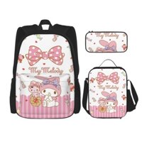 Bộ ba lô trẻ em Sanrio My Melody có túi đi học Túi đựng đồ ăn trưa Hộp đựng bút chì Ba lô