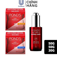 Bộ ba Serum và Kem dưỡng Ngày Đêm  Chống Lão Hóa Ponds Age Miracle