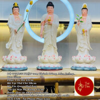 Bộ Ba Tượng Tam thánh Phật A di đà, quan âm và thế chí Bồ tát, đứng về màu trắng cao 40cm TUỆ TÂM