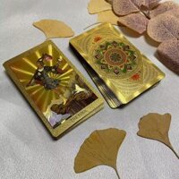 Bộ bài Tarot Oracle vàng có thể uốn cong chất lượng cao 12 × 7cm chống thấm nước với hướng dẫn tiếng Anh Tiêu chuẩn Waite 78 lá bài