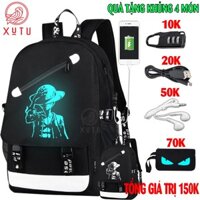 Bộ balo One Piece đi học phát sáng trong đêm kèm Ví mắt, tai nghe, khóa chống chộm
