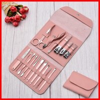 BỘ BẤM MÓNG TAY - BỘ KỀM CẮT MÓNG TAY - DỤNG CỤ LÀM MÓNG TIỆN DỤNG - 16 MÓN HỒNG